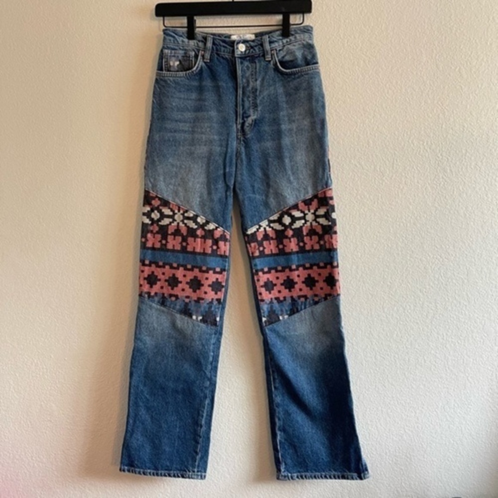 Free People We the Free Free People Rocky Mountain Straight Leg Puddle Jeans